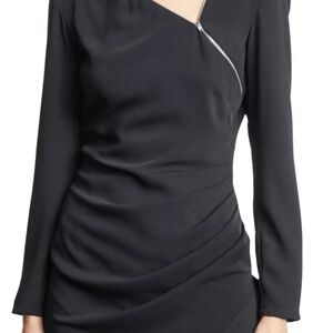 The Kooples Black Asymmetrical Ruched Cocktail Dress